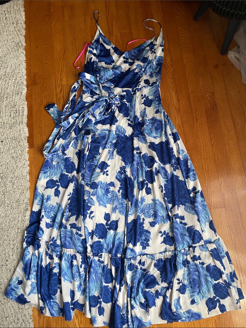 Betsey Johnson Blue & White Floral Tie-Waist Maxi Dress - Picture 2 of 6